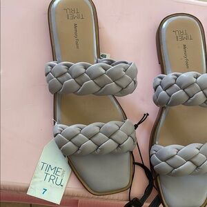 Time and Tru Women's Light Gray Braided Sandals